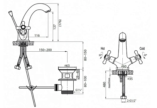 Смеситель для раковины Cezares Nostalgia NOSTALGIA-LS1-01 хром
