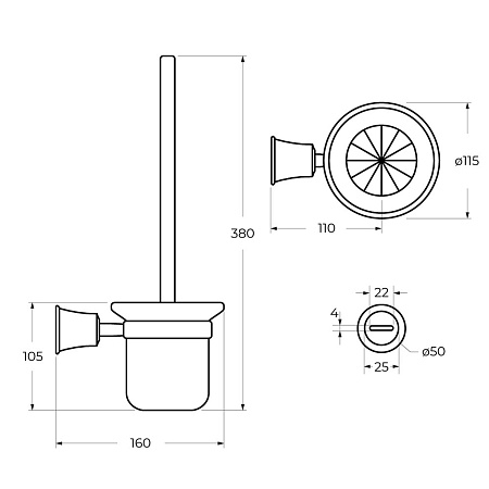 Ершик для унитаза Cezares Liberty CZR-F-8990-BORO1 брашированное золото