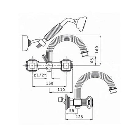 Смеситель для ванны с душем Cezares Olimp Olimp-VD-01-O хром