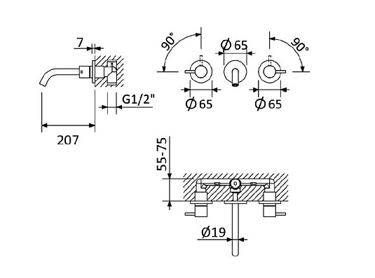 Смеситель для раковины Cezares Leaf LEAF-BLI3L-20-L-MM morning mist