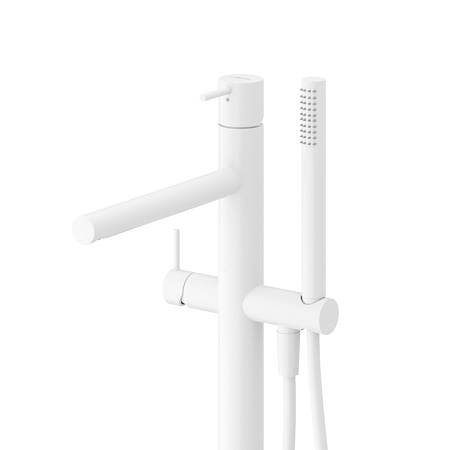 Напольный смеситель для ванны с душем Cezares Leaf LEAF-VDP-L-BIO белый матовый