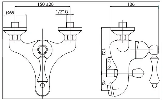 Смеситель для ванны с душем Cezares Margot MARGOT-PBVM-03/24-Bi золото,белый