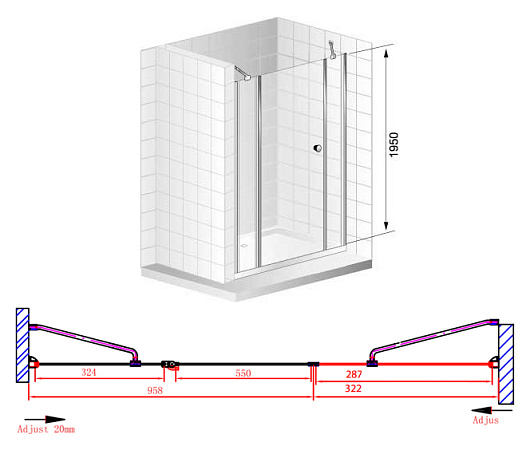 Душевая дверь в нишу Cezares Elena B13 30/60/40 C Cr
