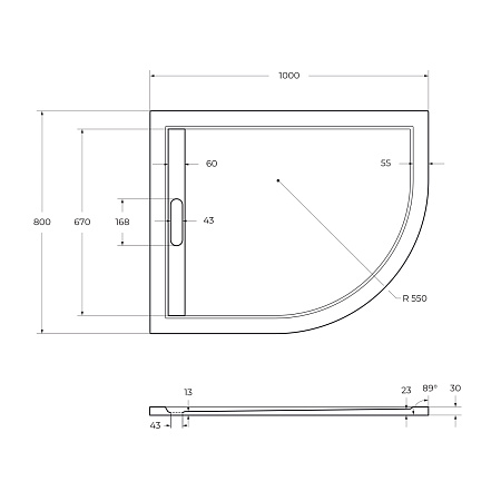 Душевой поддон Cezares 100х80 TRAY-AS-RH-100/80-30-W-L белый
