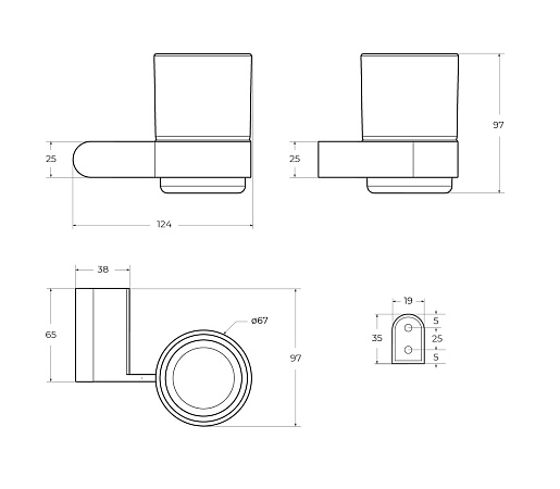 Стакан для зубных щеток Cezares Stylus STYLUS-TUMS-NOP черный матовый