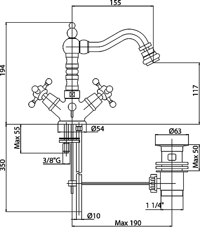 Смеситель Cezares Golf GOLF-BS2-01 для биде