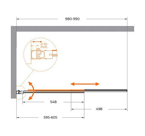 Шторка на ванну Cezares SLIDER-VF-11-100/150-C-Cr стекло прозрачное