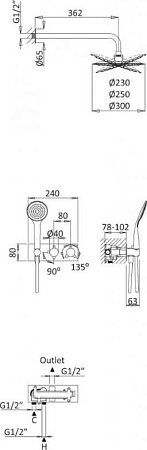 Душевой набор Cezares CZR-B-VDIM-T-BIO, белый