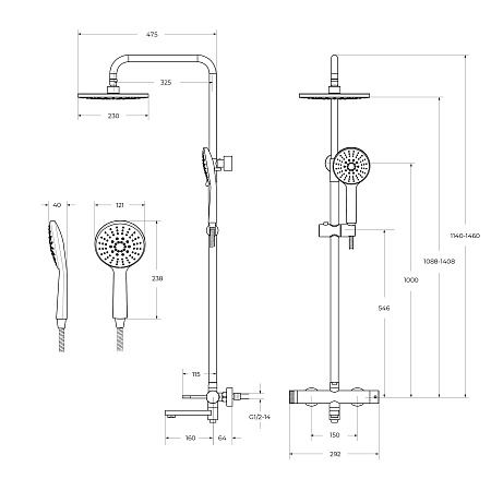 Душевая система Cezares Relax RELAX-CVD-GM оружейная сталь