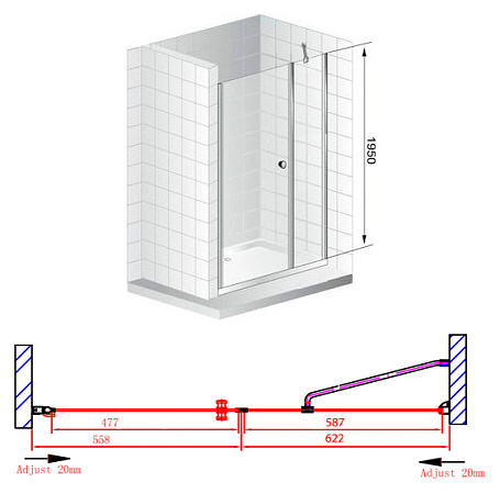 Душевая дверь в нишу Cezares Elena W B11 60/60 P Cr L