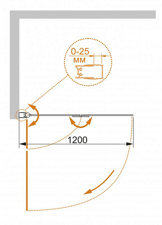 Шторка на ванну Cezares ECO-O-V-21-120/140-C-Cr стекло прозрачное
