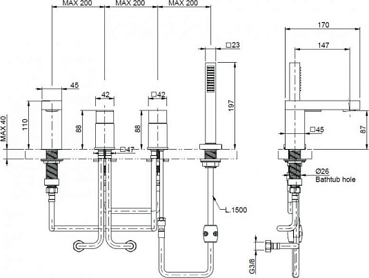 Смеситель на борт ванны Cezares UNIKA-BVD4-BIO, белый