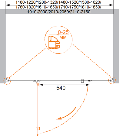 Душевая дверь в нишу Cezares VERONA-W-B-13-60+60/40-P-Cr-L стекло punto