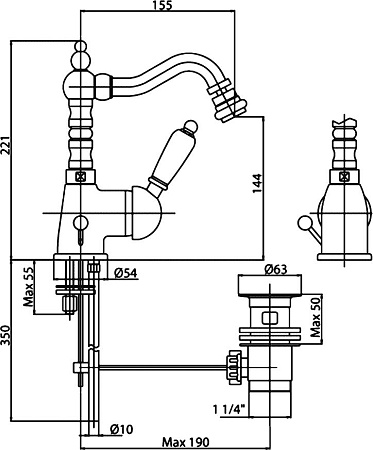 Смеситель Cezares Elite ELITE-BSM2-03/24-Bi для биде