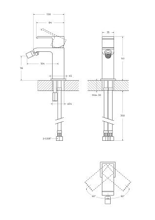 Смеситель для биде Cezares Porta PORTA-BS1-SR sunrise