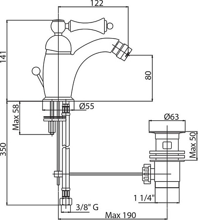 Смеситель для биде Cezares MARGOT-BSM1-03/24-Bi, золото