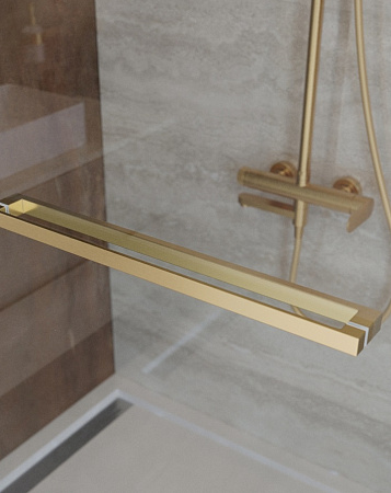 Душевая дверь Cezares LUX-B-FS-1-90-C-BORO, 90х195, профиль брашированное золото, стекло прозрачное