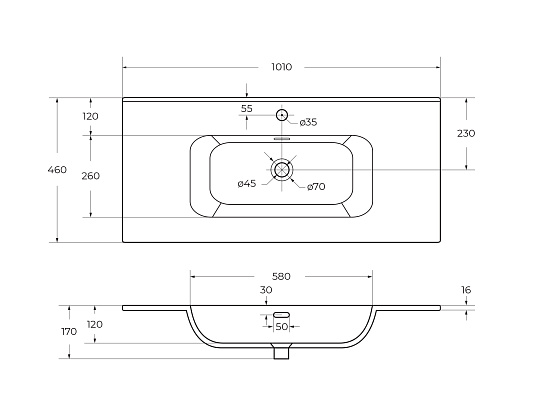 Накладная раковина Cezares Duet 101 CZR-8095-100 белый глянец