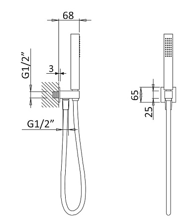 Ручной душ Cezares Porta PORTA-DEFM-NOP черный матовый