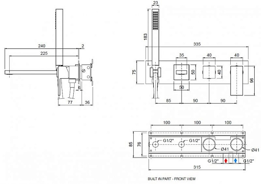 Смеситель для ванны и душа Cezares UNIKA-VDM2-NOP, черный