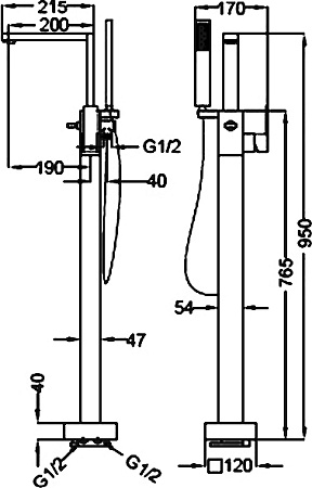 Смеситель Cezares Molveno MOLVENO-VDP-01-Cr напольный