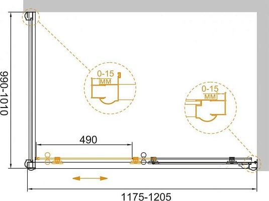 Душевой уголок Cezares GIUBILEO-AH-1-120/100-SCORREVOLE-C-Br стекло прозрачное