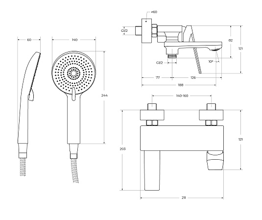 Смеситель для ванны с душем Cezares Comfort COMFORT-VD-01 хром