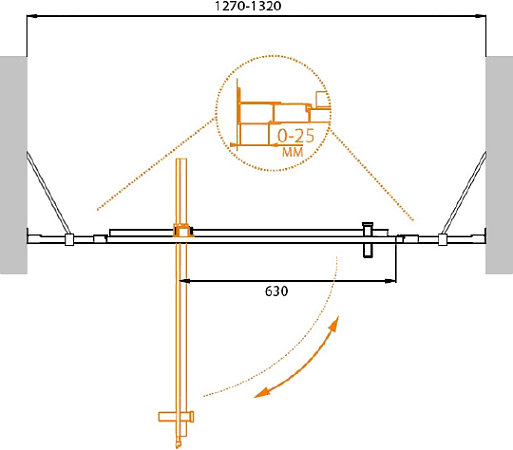 Душевая дверь в нишу Cezares MOLVENO-BA-12-90+40-P-Cr стекло punto