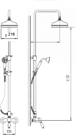 Душевая стойка Cezares GIUBILEO-CD-03/24, золото