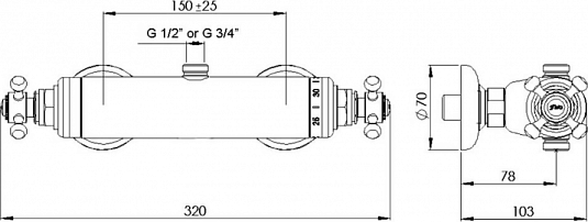Смеситель для душа Cezares GOLF-DS-T-03/24, золото