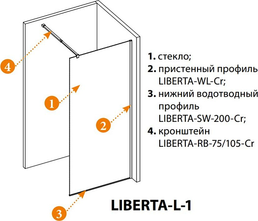 Душевая перегородка Cezares LIBERTA-L-1-90-C-Cr