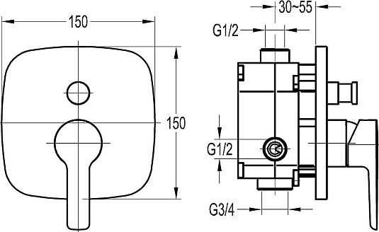 Смеситель Cezares Tesoro F VDIM 01 С ВНУТРЕННЕЙ ЧАСТЬЮ