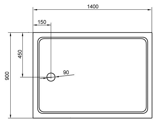 Поддон для душа Cezares Tray прямоугольный 90/140 акриловый