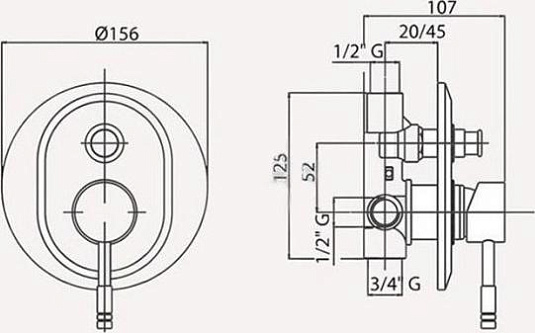 Смеситель для душа Cezares LANA-VDIM-01, хром