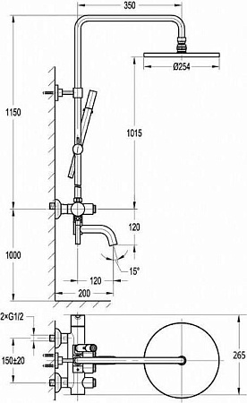 Душевая система Cezares ECO-CVD-NOP, черный матовый
