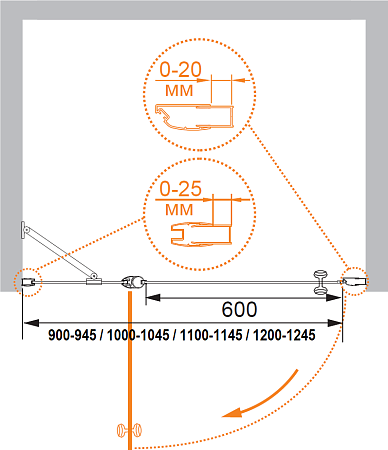 Душевая дверь в нишу Cezares TRIUMPH-D-B-12-100-P-Cr стекло punto