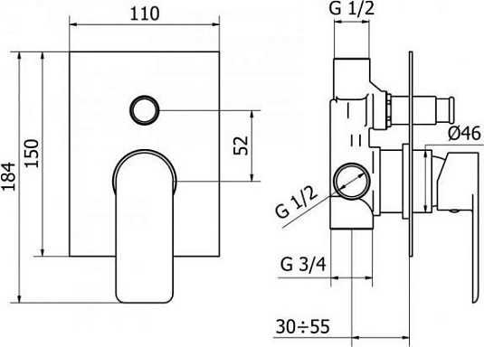Смеситель для душа Cezares FURORE-VDIM-01-Cr, хром