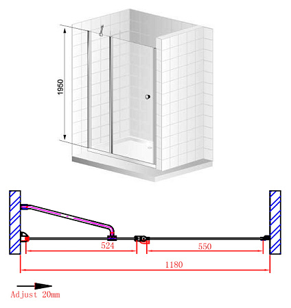 Душевая дверь в нишу Cezares Elena W B12 120 C Cr