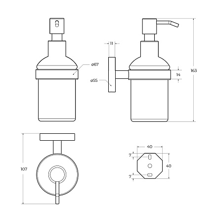 Дозатор жидкого мыла Cezares Relax RELAX-SOIS-V-NOP черный матовый
