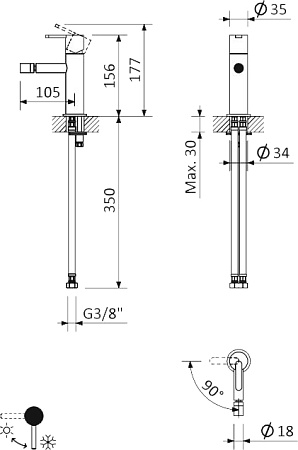 Смеситель для биде Cezares LEAF-BSM-01-W0, хром