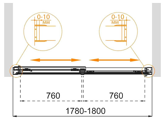 Шторка на ванну Cezares Tandem Soft-VF-2-180/145-P-Cr