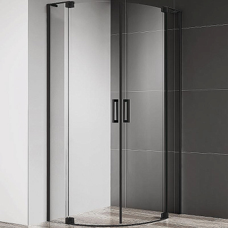 Душевой уголок Cezares Slider 90х90 SLIDER-R-2-90/100-C-NERO профиль черный, стекло прозрачное