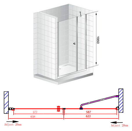Душевая дверь в нишу Cezares Elena W B11 60/70 P Cr L