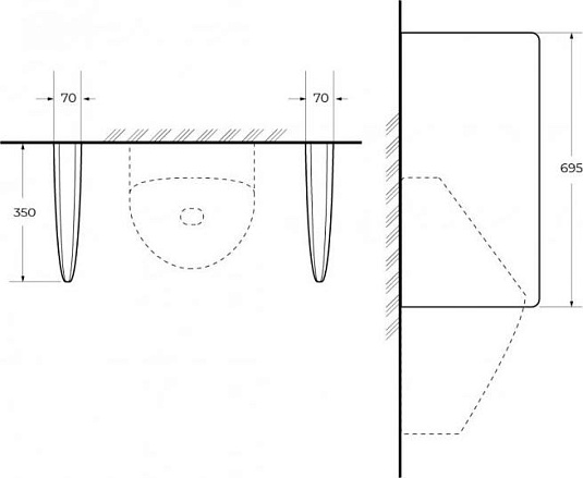 Перегородка для писсуара Cezares CZR-5872-SPR, белый