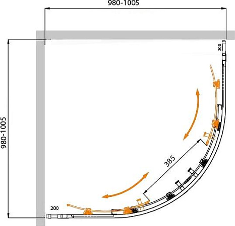 Душевой уголок Cezares MOLVENO-R-22-80+20-P-Cr стекло punto