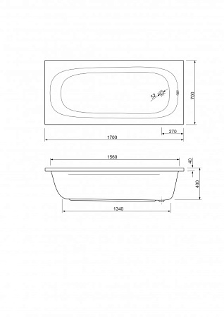 Акриловая ванна 170х70 Cezares Piave-170-70-42-W37