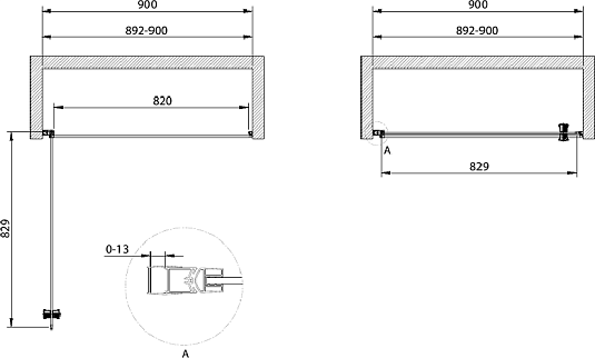 Душевая дверь в нишу Cezares ECO-O-B-1-90-C-NERO