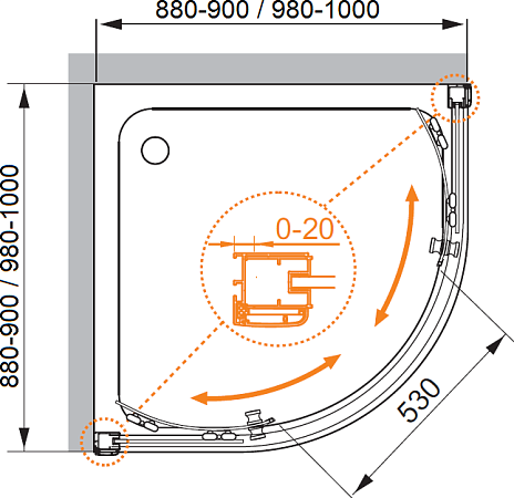 Душевой уголок Cezares ANIMA-W-R-2-90-P-Cr стекло punto