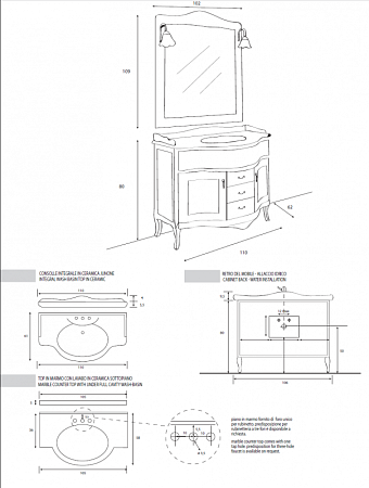 Тумба для комплекта Cezares Andama ANDAMA.BA.BLO bianco laccato opaco