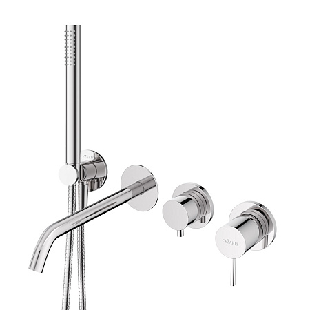 Смеситель для ванны с душем Cezares Leaf LEAF-VDIM3-D-L-01 хром